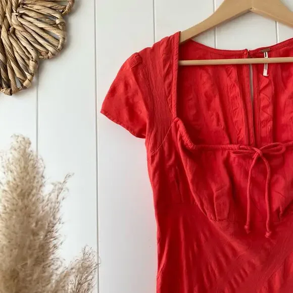 Free People midi dress cotton boho smocked back boho Medium